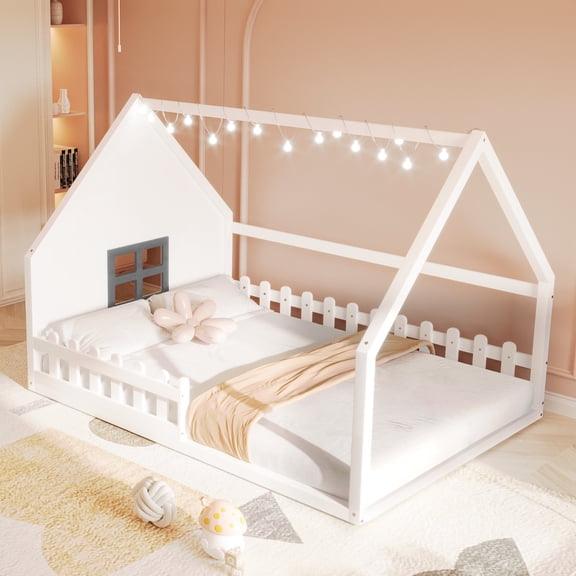 White Wood House Bed with LED Design | Bedroom, Decorate and Spark Imagination