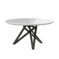 thumbnail image 1 of White Wood Lacquer Dining Table with brushed Gray Stainless Steel Legs, 1 of 3