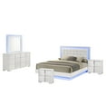 thumbnail image 1 of White Wood Lacquer Platform Queen Size Bedroom Set with Blue LED Lighting, 1 of 5