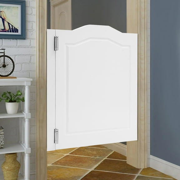 White Wood Partition Door, 180 Opening and Closing Swinging Door, Swinging Door for Shop Entrance Partition