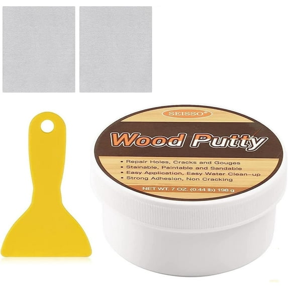 DEWEL 7 Fl Oz Water-Resistant Wood Putty for Trim, Wood Furniture & Floor