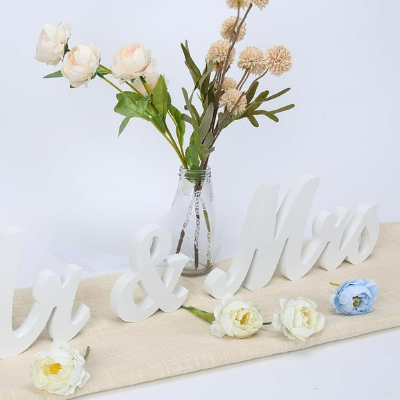 White Wood Sign Vintage Style Mr and Mrs Sign Mr & Mrs Wooden Letters Rustic Wedding Signs for Wedding Table,Photo Props,Party Table,Top Dinner,Rustic Wedding Decorations