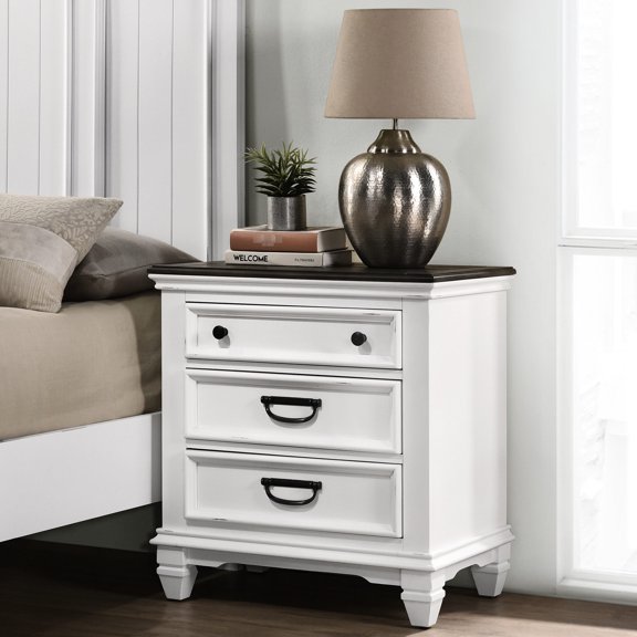 White Wood Tone - English Dovetail Construction - Bedside Companion - Ample Storage