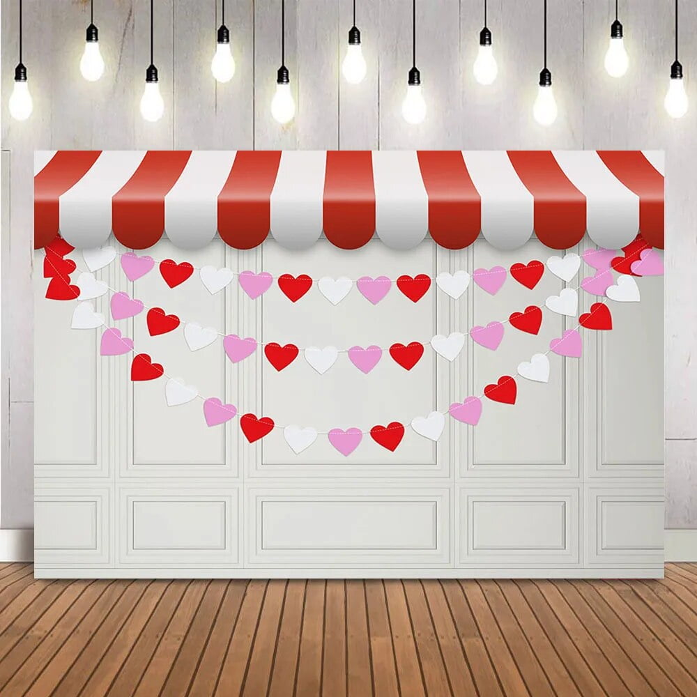 White Wood Wall Backdrop Valentine's Day Background for Photo Studio