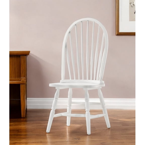 White Wood Windsor Back Dining Side Chair