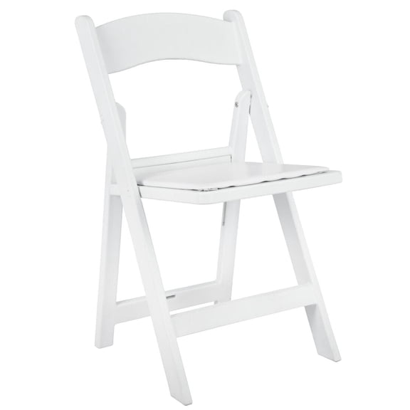 White WoodGrainâ„¢ Resin Steel Skeletonâ„¢ Folding Chair with White Seat by Chivari