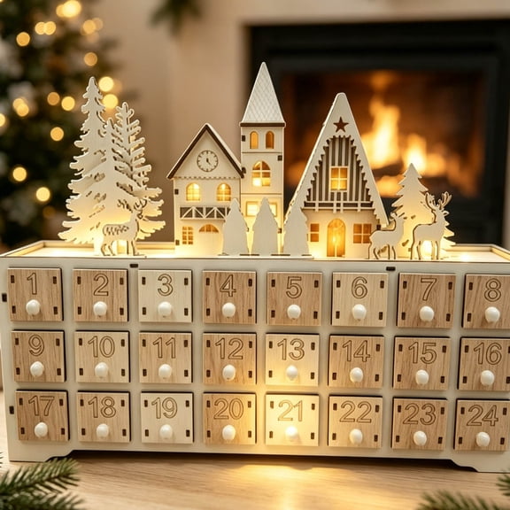 Christmas Wooden Advent Calendar With Drawers, DIY Puzzle Wooden ...