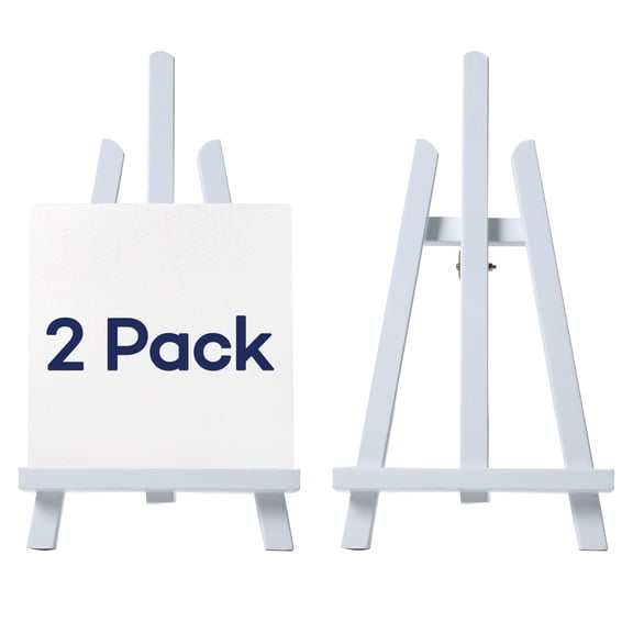 Artkey White Wooden Display Easel, 13 inch Tabletop A-Frame for Canvas, Picture Frame, Sign & Plate, Radiata Pine Wood, 2 Pack