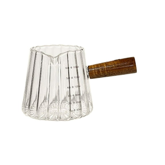 White Wooden Handle Glass Milk Cup For Coffee And Seasoning With 180Ml Capacity And Elegant Design For Home Use