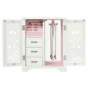 White Wooden Jewelry Boxes with Swivel Hook and Velvet Lining for Women, Watch Necklace Ring Earring Storage Gifts