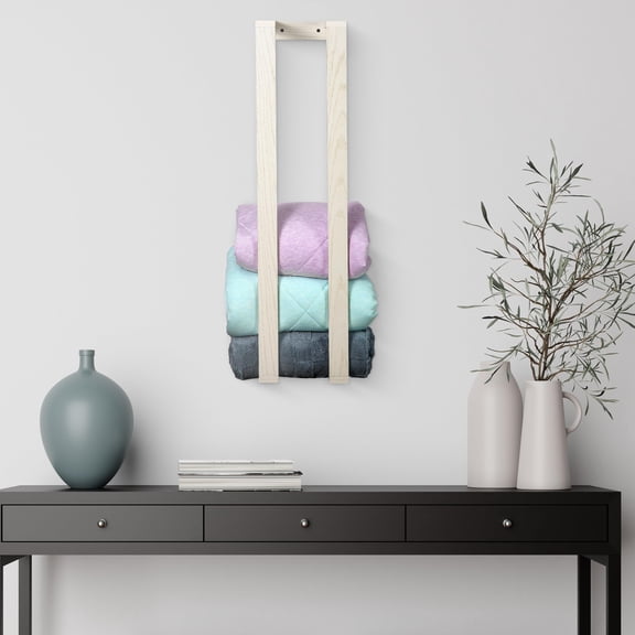 White Wooden Ladder Blanket & Towel Wall Mounted Storage Rack