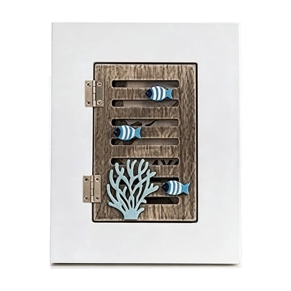 White Wooden Louvered Shutter Photo Frame For 6x4 Inch Pictures With Coral And Fish Design