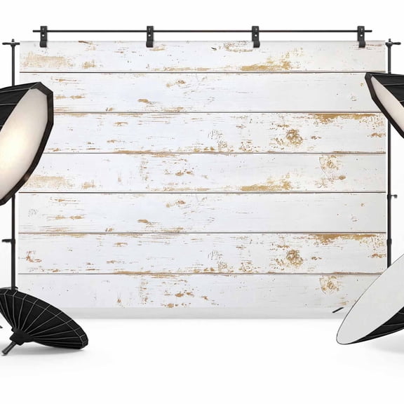White Wooden Plank Backdrop for Photoshoot,Photography Photo Studio Background Wall Backdrop,Country Vintage Farmhouse Wood Grain Back Drop Banner Panel for Portraits Wedding Live Streaming 7x5Ft