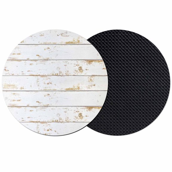 White Wooden Plank Coasters Set of 2, Absorbent Coasters for Drinks, Country Vintage Farmhouse Wood Grain Coaster for Desk Coffee Table Protection, Home Decor House Warming Gifts 4"