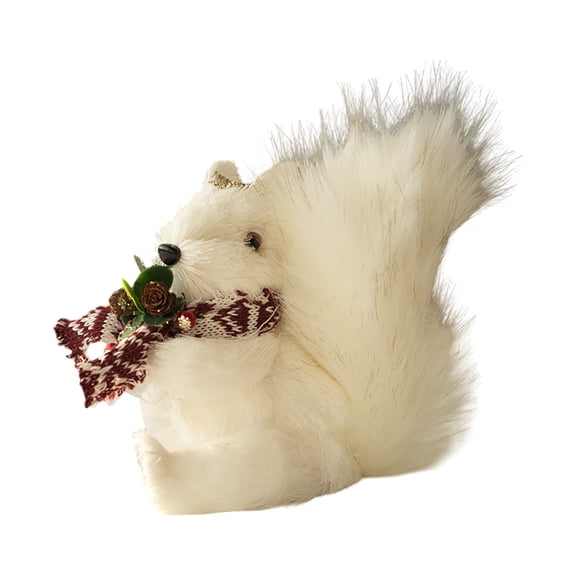 White Wooden Squirrel Statue Miniature Figurine for Home and Garden White 16x15cm