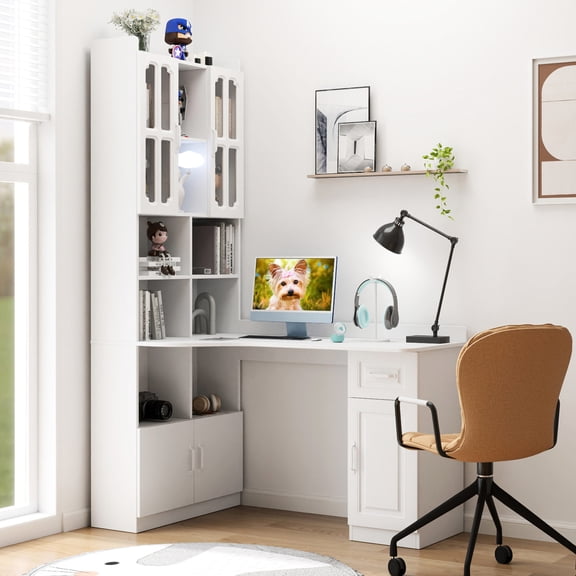 White Wooden Structure - Ample Tier Open Shelf Storage - For Different Living Spaces - Keeps Office Supplies Organized