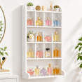 White Wooden Wall Mounted Perfume Organizer Multi-tier Trinket Display ...