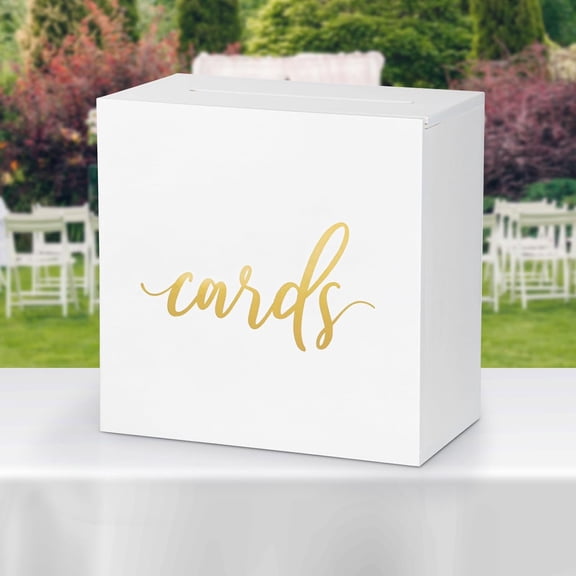 White Wooden Wedding Card Box Large Rustic Gift with Slot for Reception Wishing Well Memory Money Birthday Anniversaries Baby Shower Graduation