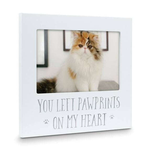 White Wooden YOU LEFT PAWPRINTS ON MY HEART Pet Remembrance 4x6 Photo Frame Q-GM20968