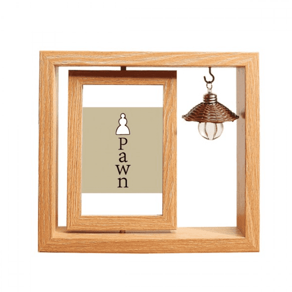 White Word Chess Game Wooden Rotating Picture Photo Frame 4x6