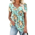 thumbnail image 1 of White Work Wear Women, Polyester Cute Tops for Women, Short Sleeve Graphic Tee Dress, T Shirts for Women, V-Neck Floral Trendy Tops for Women 2024, Weekend Flower Leisure Fashion Womens Clothing 2024, 1 of 3