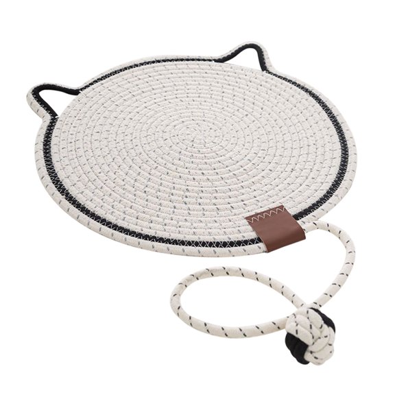 White Woven Cat Scratch Mat - Self Grinding Claw Toy With Ball For Home Protection