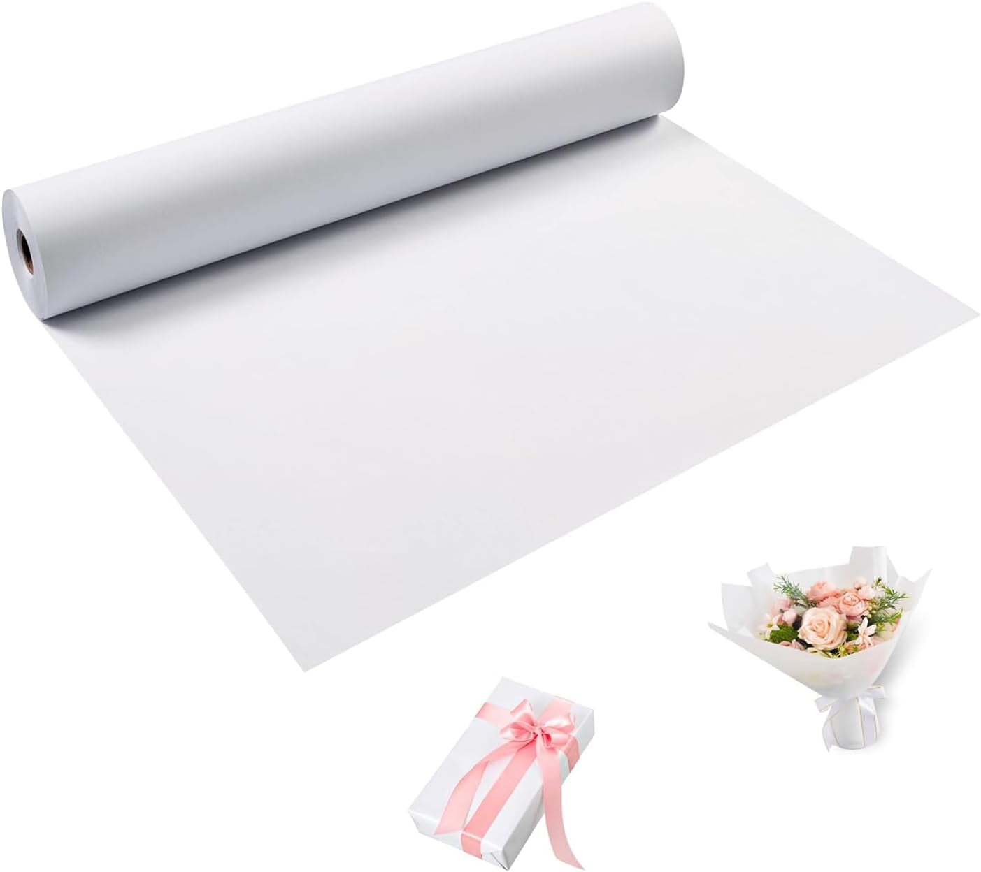 White Wrapping Paper Roll 30"x 1200" Craft Paper Roll for Drawing Painting Art Supplies, White Paper for Easel Poster Bulletin Board, Kraft Paper Roll for Packing Moving, Gift Wrapping
