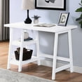 thumbnail image 1 of White Writing Desk With Storage By - Adequate Work Surface, 2 Open Shelf Choices, Superior , Robust Rubberwood Leg Assembly, 42"x24"x30", 1.18" Thick In Style, Spacious Workspace Shelves, Strong, 1 of 2