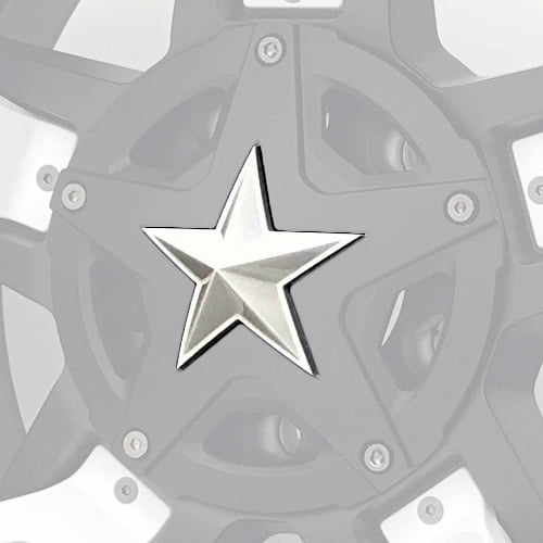 White XD Series Center Star Emblem For All Rockstar Wheels-Pack of 5