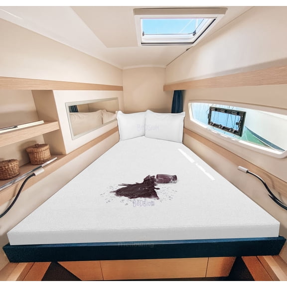 White XL V Berth Mattress Protector for Boat 100% Waterproof Fitted Style Mattress Pad Cover Fits Upto 6" Deep Pocket Pocket Mattress