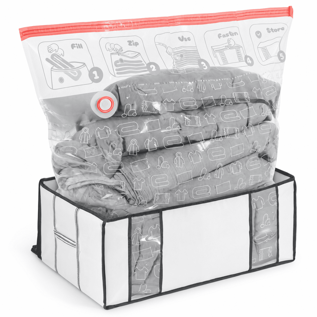 Somi Rigid White XX-Large Vacuum Storage Bag Semi-Rigid Box Closet Organizer 210L ...