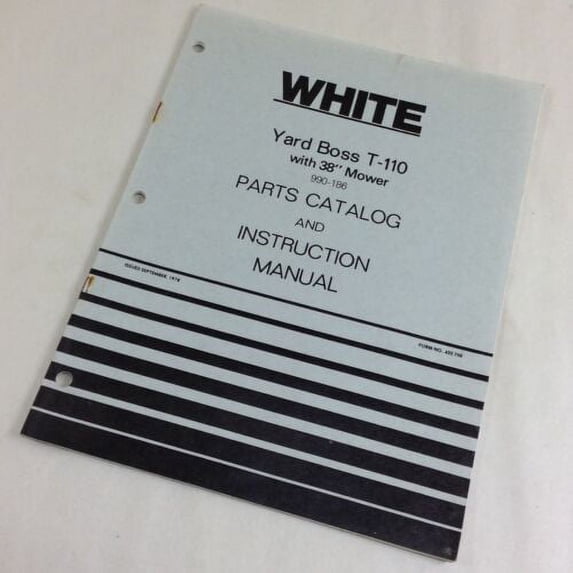 White Yard Boss T-110 With 38" Mower Parts Catalog Operators Instruction Manual