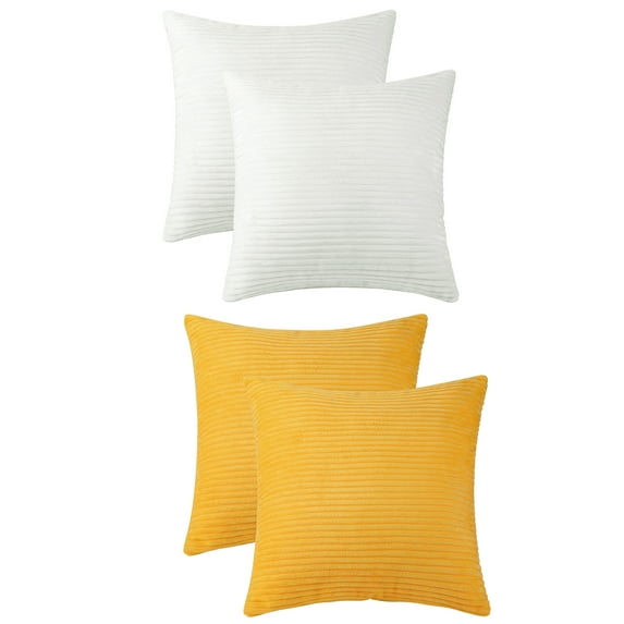 REGALWOVEN Pack of 2 Corduroy Throw Pillow Covers, Soft Decorative Square Cushion Covers for Sofa White 18" x 18"