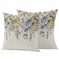 thumbnail image 1 of White Yellow Daisy Pillow Covers 2 Pack Vintage Eucalyptus Leaves Lavender Spring Pillowcase Waterproof Outdoor Throw Pillow Cover for Patio Garden Square Cushion 18”x18”, 1 of 9