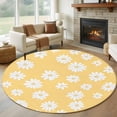 thumbnail image 1 of White Yellow Daisy Round Area Rug 7 FT, Non Slip Living Room Area Carpet, Spring Summer Floral Botanical Washable Soft Circular Rug Non-Shedding Floor Carpet for Bedside Office Play Room Classroom, 1 of 9