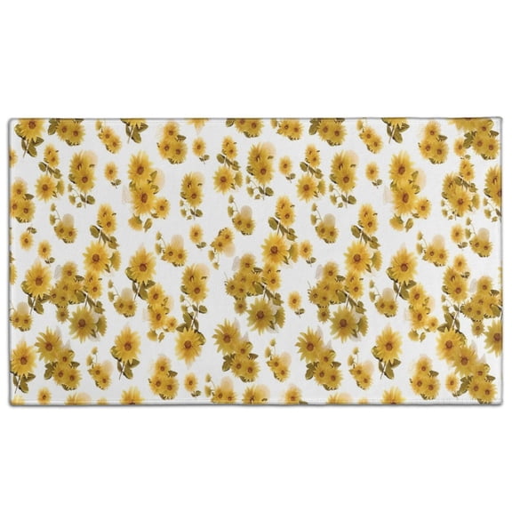 White Yellow Flower Sunflower Pattern Door Rugs,Washable Non Slip Door Mats Indoor,Decorative Door Mats,Entry Mat Indoor for Entrance,Bedroom,Kitchen,Bathroom,17"x30"