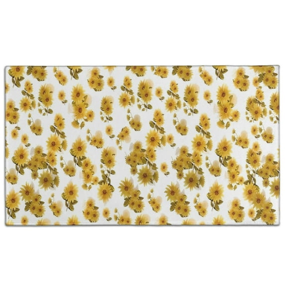 White Yellow Flower Sunflower Pattern Door Rugs,Washable Non Slip Door Mats Indoor,Decorative Door Mats,Entry Mat Indoor for Entrance,Bedroom,Kitchen,Bathroom,17"x30"