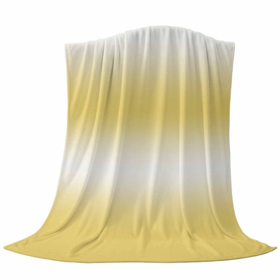 White and Yellow Gradient Fleece Throw Blanket Minimalist Lemon Yellow Ombre Art Ultra Soft Fuzzy Cozy Flannel Throw Blanket for Couch Sofa Bed Car Travel, Ideal Gifts 40x50 Inches