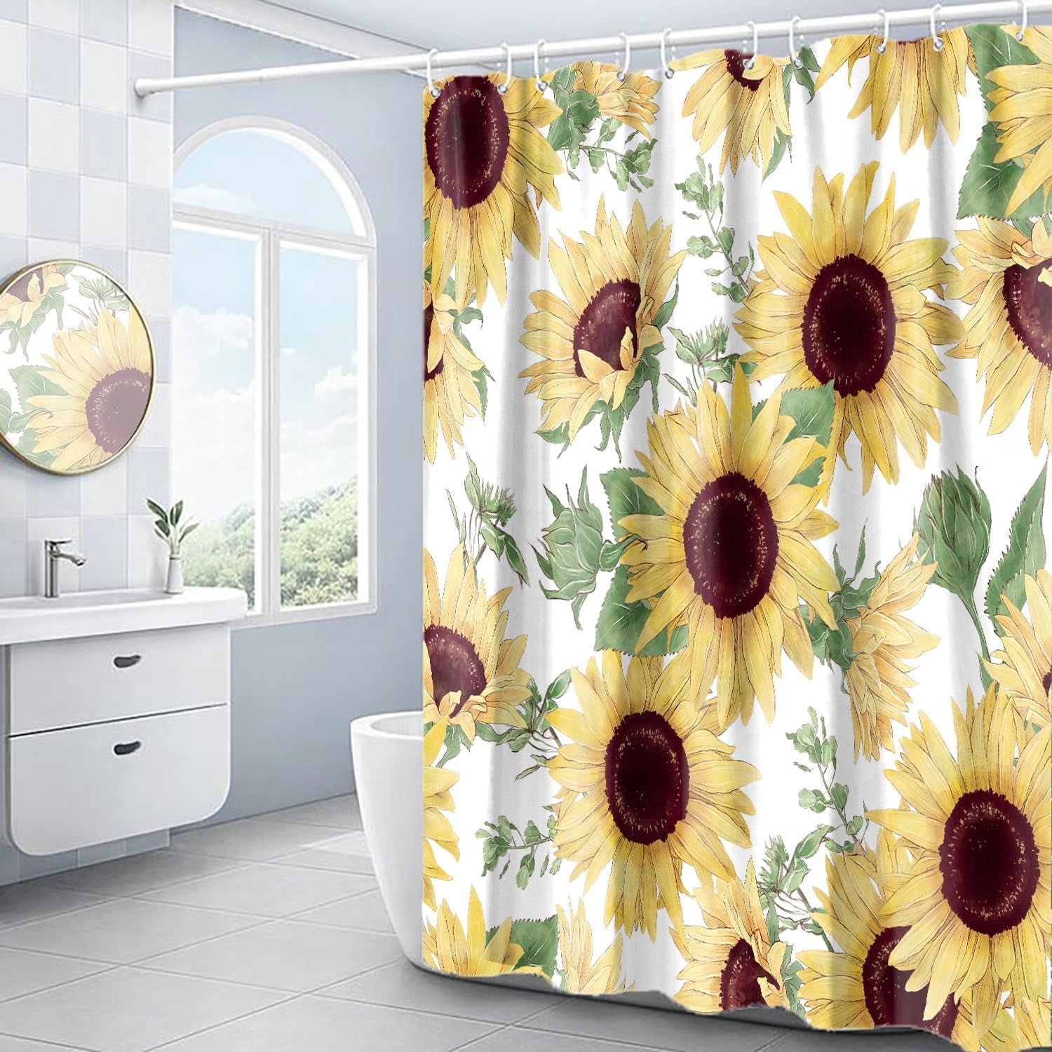 White And Yellow Shower Curtain