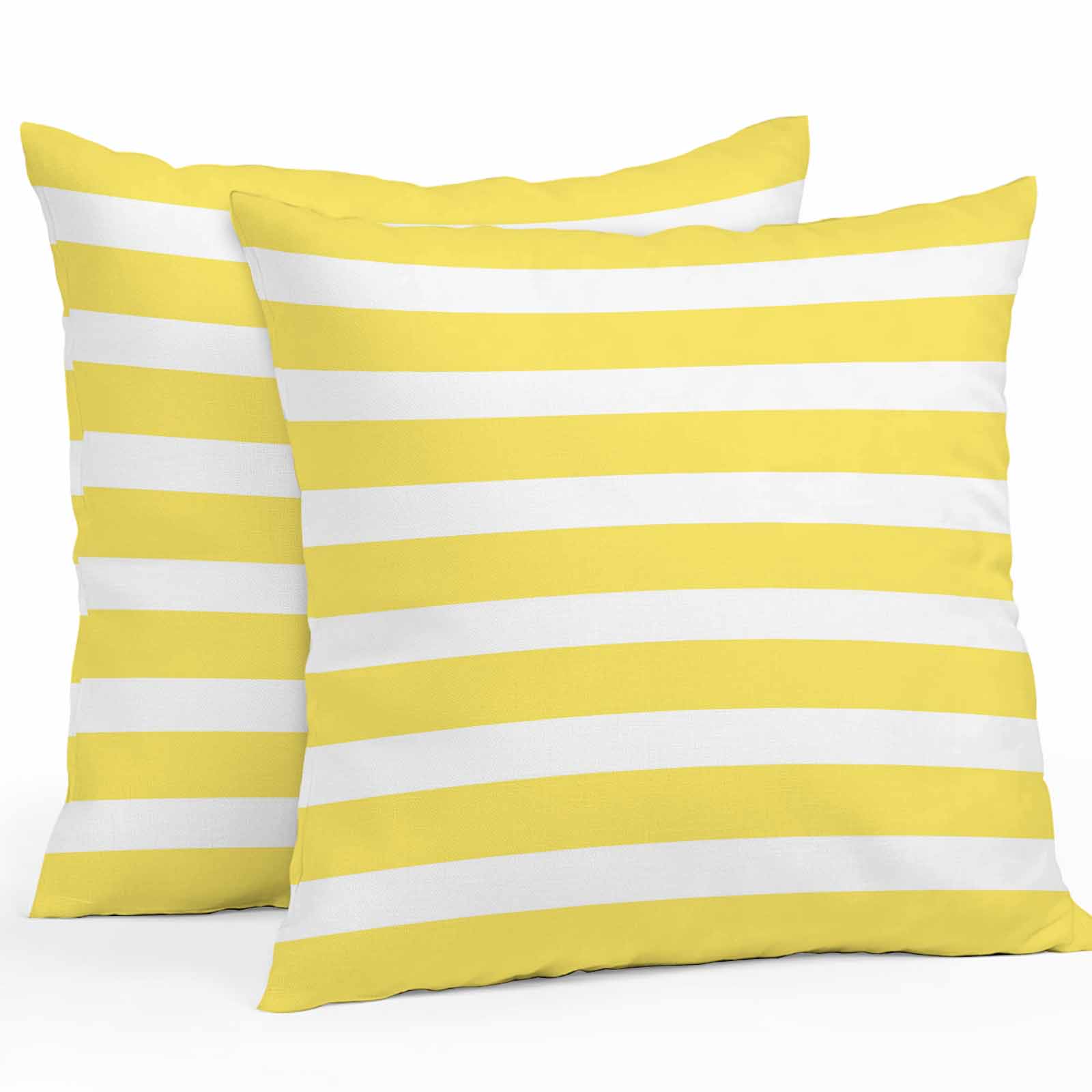 White Yellow Striped Outdoor Pillow Covers Set of 2 Simple Stripes Background Waterproof Throw Pillow Case Decorative Square Cushion Cover for Patio Couch Garden Balcony, 18"x18"