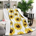 thumbnail image 1 of White Yellow Sunflower Pattern Blanket,Comfortable Soft Flannel Throw Blanket,All Season,Warm Lightweight Blankets for Sofa Bed Couch Living Room Chair,40"x50", 1 of 4