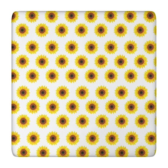 White Yellow Sunflower Pattern Square Fitted Tablecloth with Elastic Edge,Square Table Cover,Washable Elastic Table Cover for Home Kitchen Party Decor 36"x36"