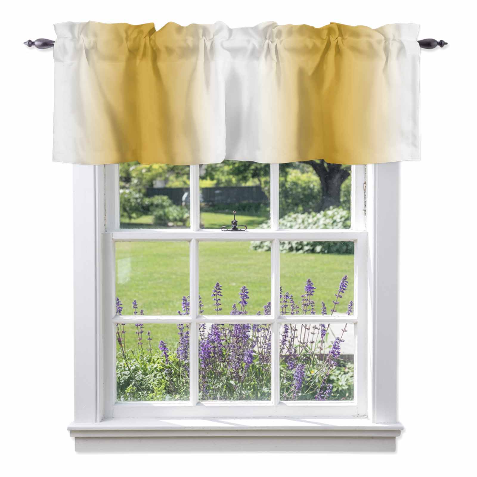 White Yellow Valances for Windows, Gradient Modern Ombre Art Valance ...