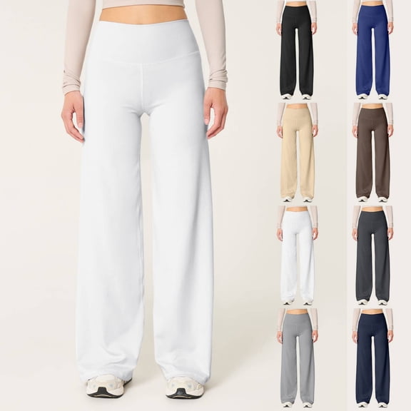 White Yoga Pants for Women Dress Pants Wide Leg Business Casual Slacks High Waist Lounge Trousers XL