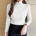 thumbnail image 1 of White Young Adult Tops Autumn and Winter Cardigan Women's New Half High Round Neck Hollow Knitted Top Loose Bottoming Shirt Plus Size Tops for Women, 1 of 4