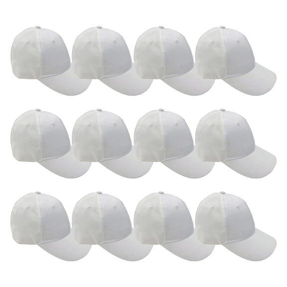 White Youth Baseball Cap by Make Market – Customizable Hat for Kids - Classic Athletic Style - One Size Fits Most - 12 Pack