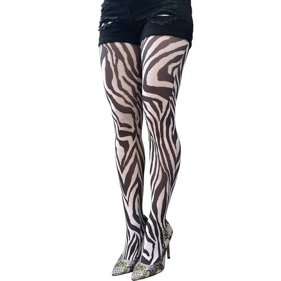 White Zebra Tights For Women Malka Chic