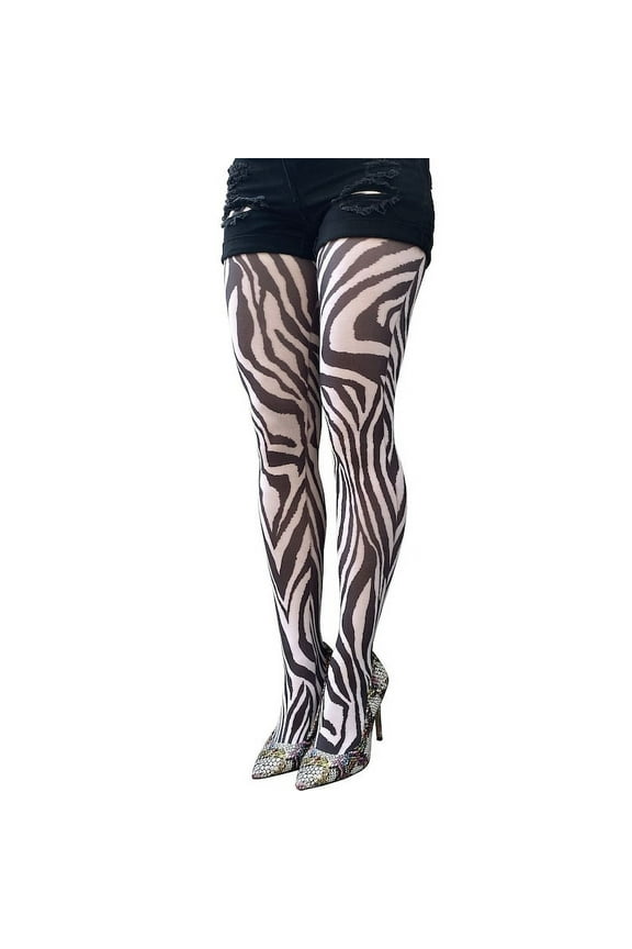 White Zebra Tights For Women Malka Chic