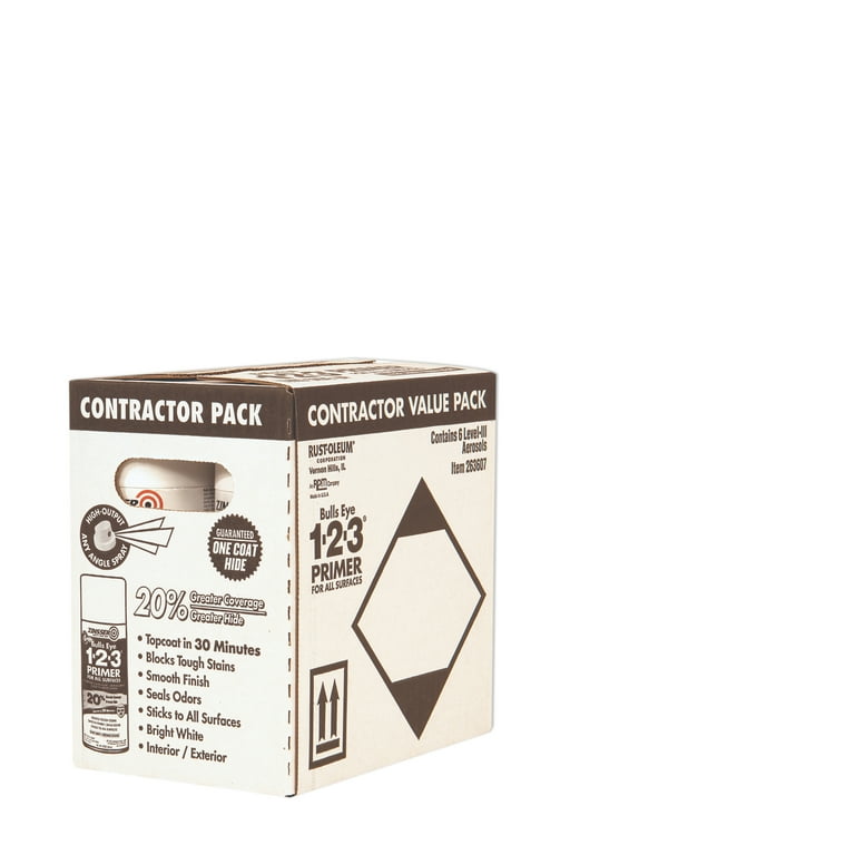 Rust-Oleum Bulls Eye 1-2-3 Water-Based Primer - 13 fl oz - 6 / Carton - White Rust-Oleum Bulls Eye 1-2-3 Water-Based Primer - 13 fl oz - 6 / Carton - White