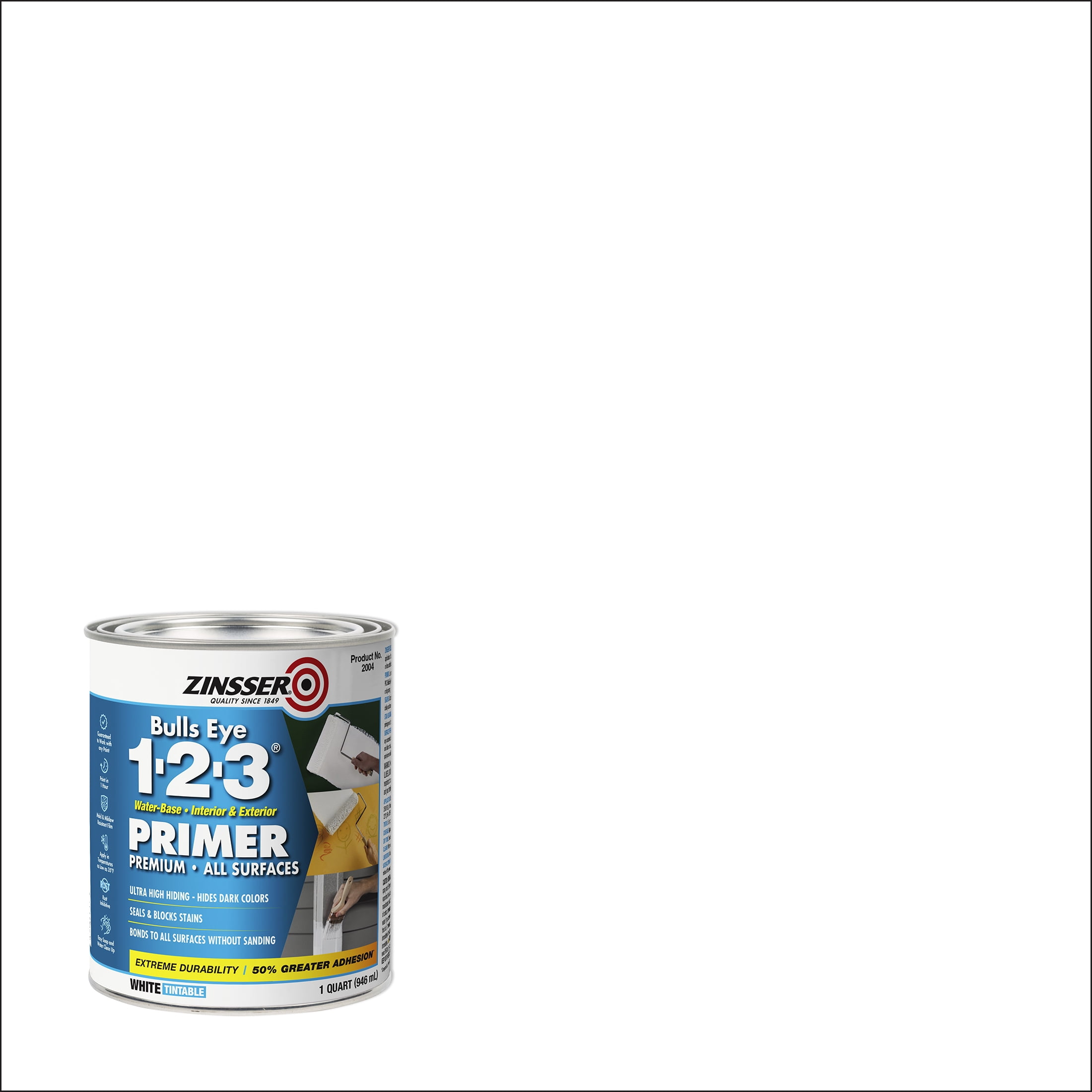 White, Zinsser Bulls Eye WaterBased 123 For All Surfaces Primer